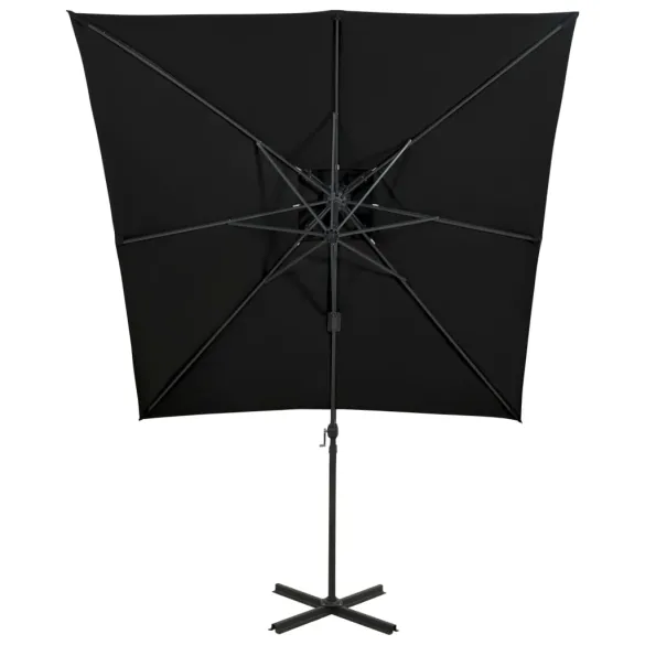 Umbrelă Consolă Dublu Înveliș - Negru 250x250 cm | Livrare Gratuită
