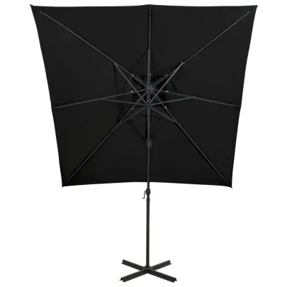 Umbrelă Consolă Dublu Înveliș - Negru 250x250 cm | Livrare Gratuită