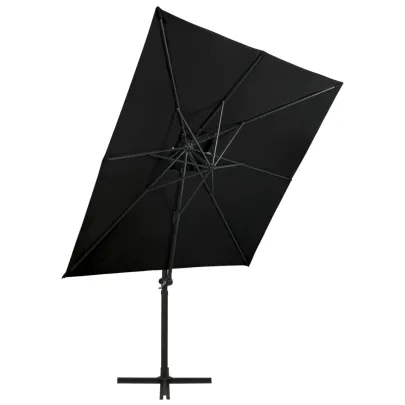 Umbrelă Consolă Dublu Înveliș - Negru 250x250 cm | Livrare Gratuită