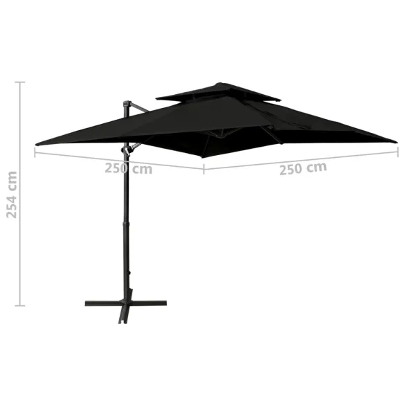 Umbrelă Consolă Dublu Înveliș - Negru 250x250 cm | Livrare Gratuită