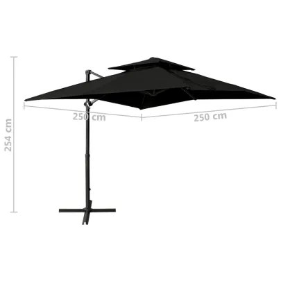 Umbrelă Consolă Dublu Înveliș - Negru 250x250 cm | Livrare Gratuită
