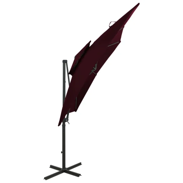 Umbrelă suspendată dublu roșu bordo 250x250 cm - Livrare gratuită