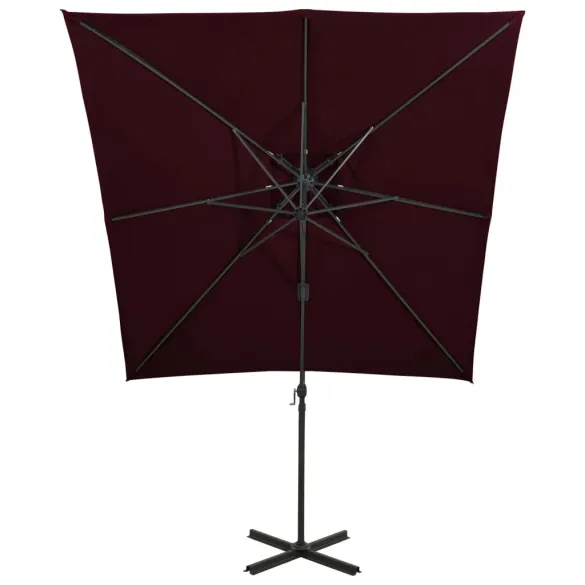 Umbrelă suspendată dublu roșu bordo 250x250 cm - Livrare gratuită