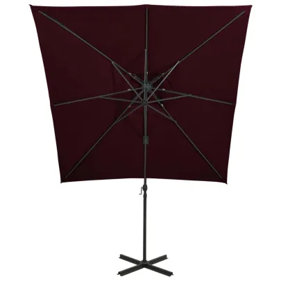 Umbrelă suspendată dublu roșu bordo 250x250 cm - Livrare gratuită