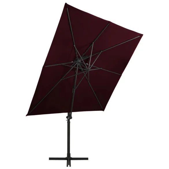 Umbrelă suspendată dublu roșu bordo 250x250 cm - Livrare gratuită