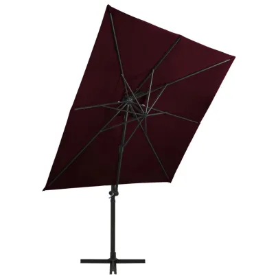 Umbrelă suspendată dublu roșu bordo 250x250 cm - Livrare gratuită