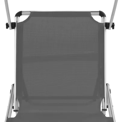 Șezlonguri Pliabile cu Acoperiș - 2 Bucăți, Gri | Livrare Gratuită
