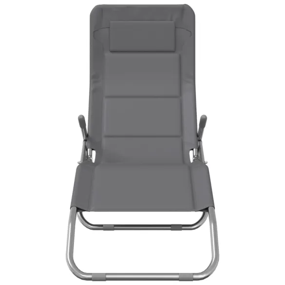 Șezlong Pliant Exterior - Set 2 Bucăți, Gri | Comandă Acum