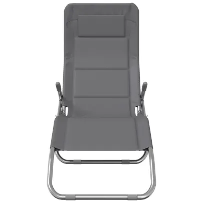Șezlong Pliant Exterior - Set 2 Bucăți, Gri | Comandă Acum