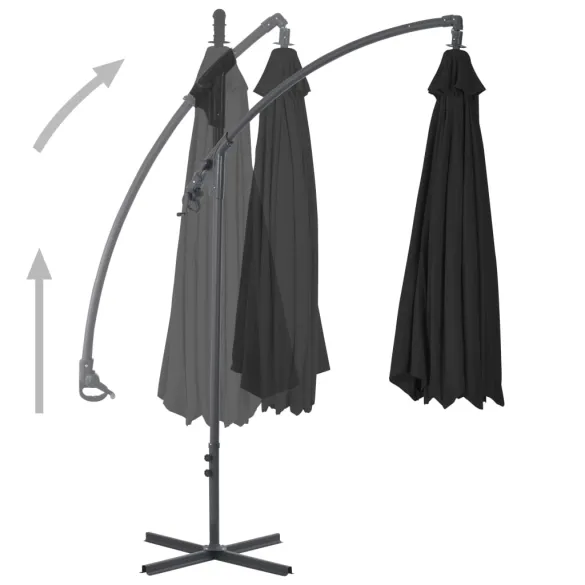 Umbrelă consolă oțel 300 cm negru | Protecție UV | Livrare gratuită