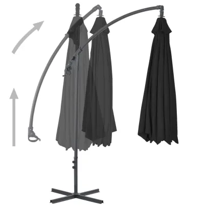 Umbrelă consolă oțel 300 cm negru | Protecție UV | Livrare gratuită
