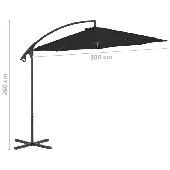 Umbrelă consolă oțel 300 cm negru | Protecție UV | Livrare gratuită
