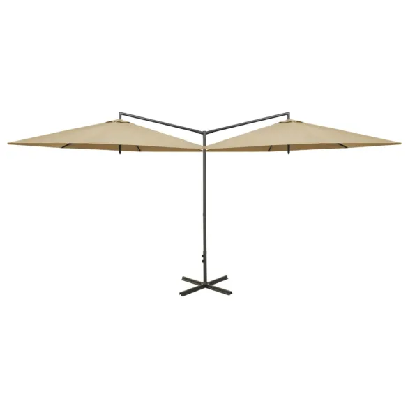 Umbrelă Dublă de Grădină - Oțel - 6m - Gri Taupe