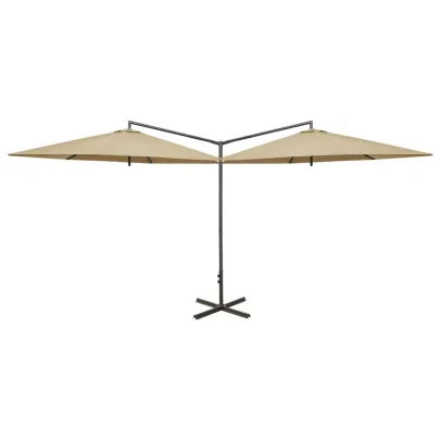 Umbrelă Dublă de Grădină - Oțel - 6m - Gri Taupe