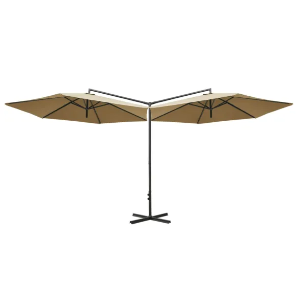 Umbrelă Dublă de Grădină - Oțel - 6m - Gri Taupe