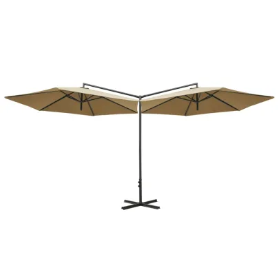 Umbrelă Dublă de Grădină - Oțel - 6m - Gri Taupe
