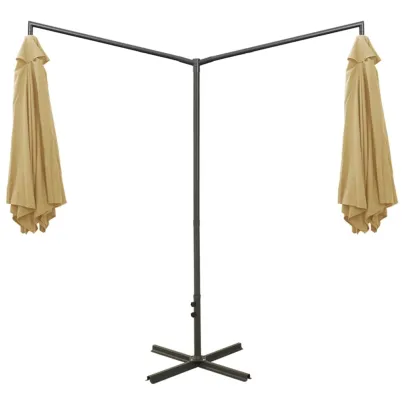 Umbrelă Dublă de Grădină - Oțel - 6m - Gri Taupe