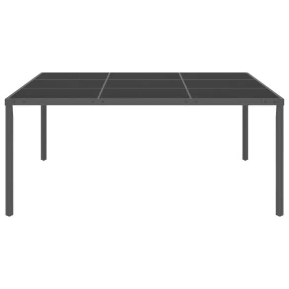 Masă Exterior Patrată Antracit 170x170 cm - Oțel și Sticlă