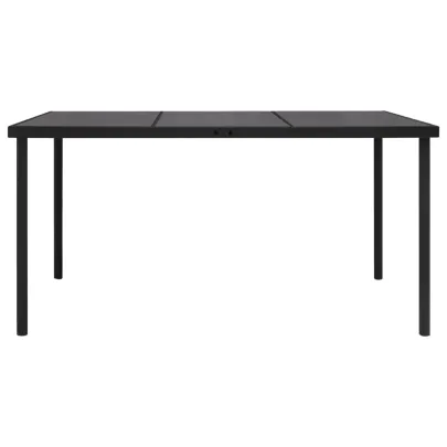Masă Grădină Sticlă - Oțel Negru - 150x90 cm