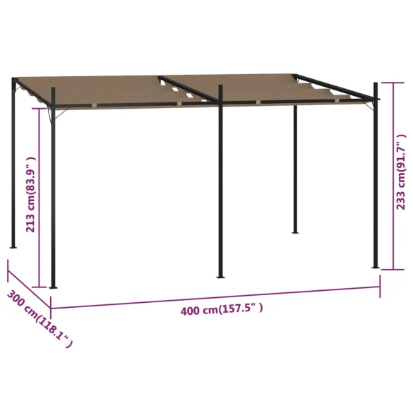 Pavilion Retractabil Gri Taupe 400x300 cm | Livrare Gratuită