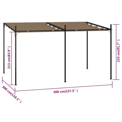 Pavilion Retractabil Gri Taupe 400x300 cm | Livrare Gratuită