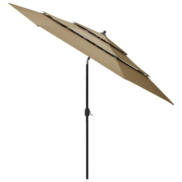 Umbrelă Grădină 3 Niveluri - Aluminiu, Gri Taupe, 3m