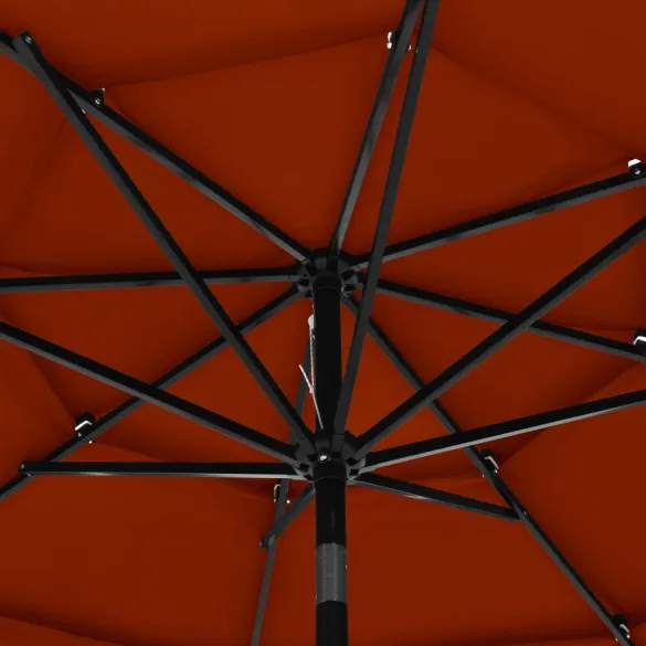 Umbrelă Grădină 3 Niveluri - Aluminiu, Cărămiziu, 3m | Livrare Gratuită