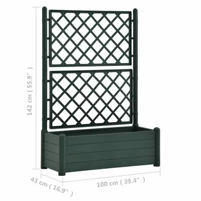 Jardinieră Grădină cu Spalier Verde - 90L PP