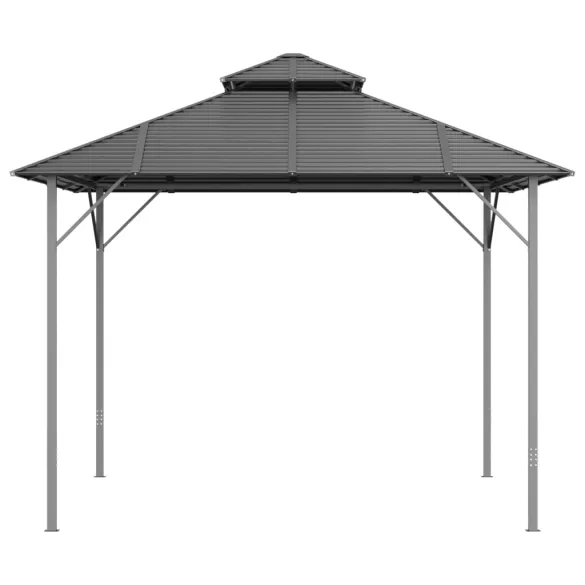Pavilion Gradină Antracit 3x3m - Acoperiș Dublu | Livrare Gratuită