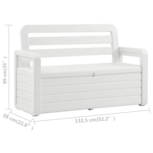 Bancă Grădină cu Depozitare Plastic Alb - 263L