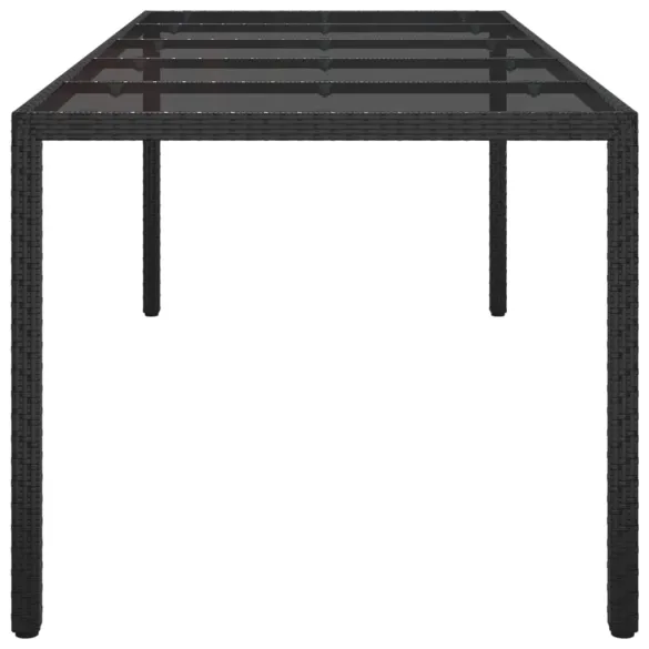 Masă Grădină Negru 250x100 cm - Sticlă Securizată | Livrare Gratuită