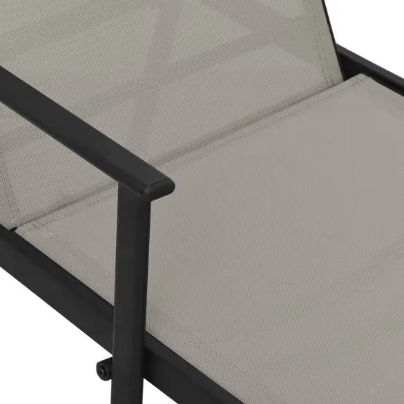 Șezlong Exterior Reglabil - Gri, Oțel și Textilenă