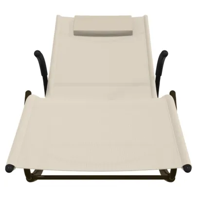 Șezlong Balansoar Crem - Oțel și Textilenă | Livrare Gratuită