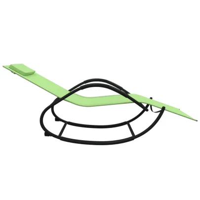 Șezlong Balansoar Verde - 2 bucăți - Oțel & Textilă