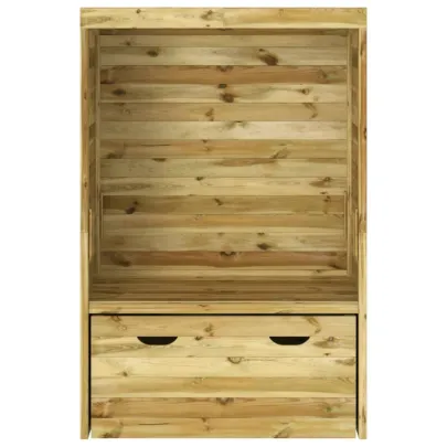 Scaun Strandkorb Plajă cu Sertar - Lemn Masiv de Pin