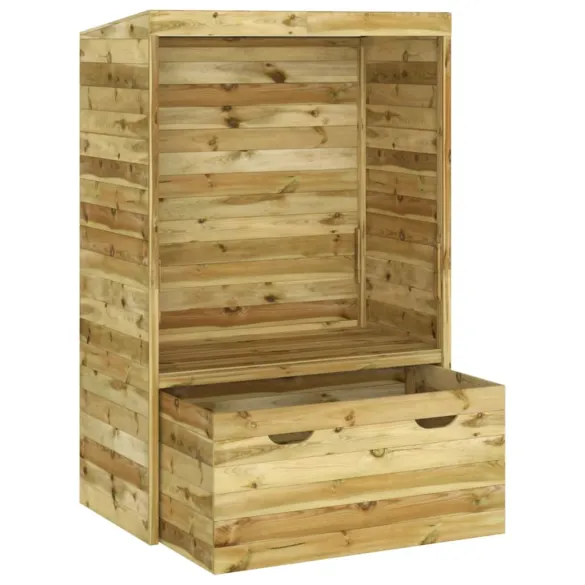 Scaun Strandkorb Plajă cu Sertar - Lemn Masiv de Pin