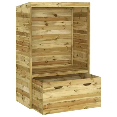 Scaun Strandkorb Plajă cu Sertar - Lemn Masiv de Pin