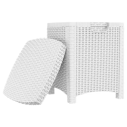 Cutie Depozitare Gradina, Alb, Ratan PP - Livrare Gratuita