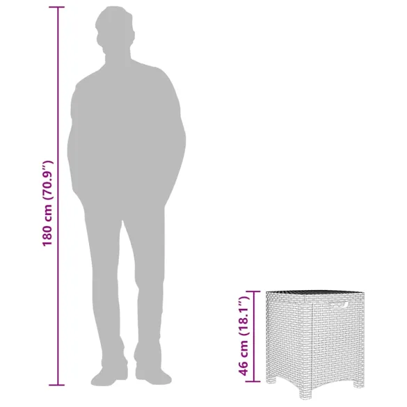 Cutie Depozitare Gradina Ratan PP Grafit 39x39x46 cm