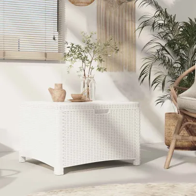 Cutie Depozitare Grădină Albă - Ratan PP - 60x54x41 cm