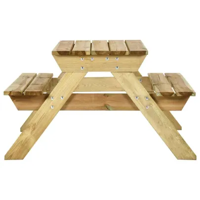 Masă de picnic cu bănci - lemn de pin tratat - Livrare Gratuită