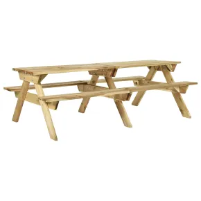 Masă de picnic cu bănci din lemn de pin | Livrare gratuită