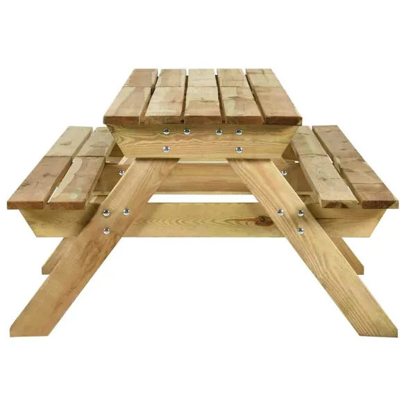 Masă de picnic cu bănci din lemn de pin | Livrare gratuită