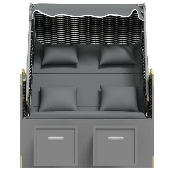 Scaun de Plajă cu Baldachin și Taburete - Antracit/Negru