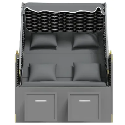 Scaun de Plajă cu Baldachin și Taburete - Antracit/Negru