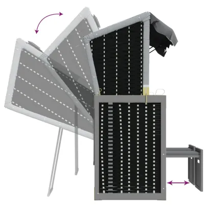 Scaun de Plajă cu Baldachin și Taburete - Antracit/Negru