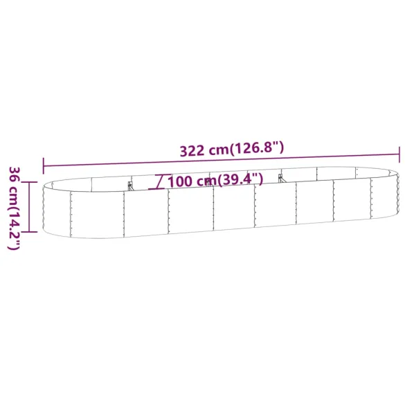 Strat Înălțat Grădină Oțel Galvanizat 322x100x36 cm