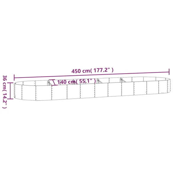 Strat Înălțat Grădină din Oțel Galvanizat 450x140x36 cm