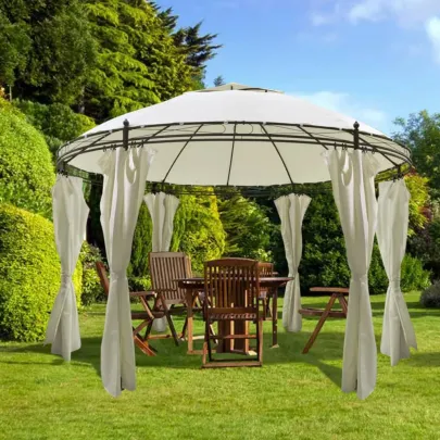 Pavilion Rotund cu Perdele 3,5x2,7m - Livrare Gratuită