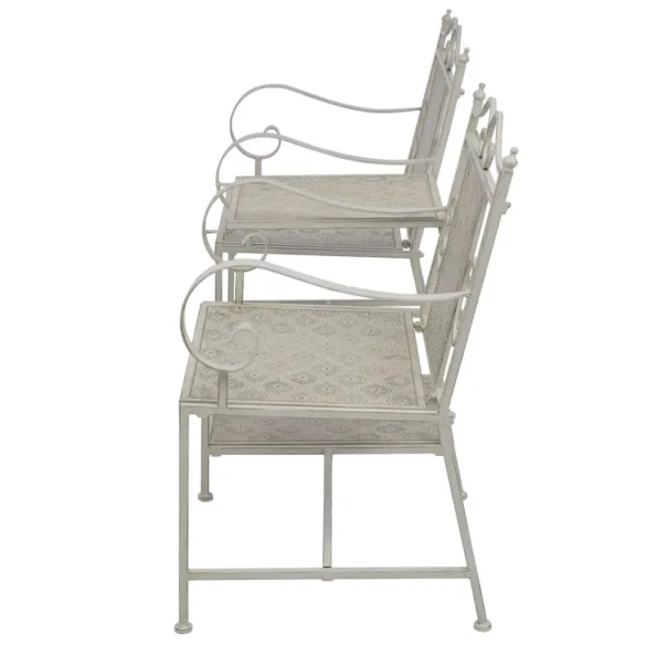 Bancă Grădină 2 Locuri Gri - Oțel Rezistent | Livrare Gratuită